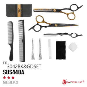 FX3042BK&GDSET Professional Barber Kit | 11-Piece Hairdressing Scissors & Shears Set hair care and tools set hair tools combo package professional styling kit bulk barber tools hair styling kit barber kit salon starter kit professional hair cutting kit beauty salon tool kit scissors comb brush set barber tool set with case complete hair cutting set hairstylist tool kit professional hair cutting kit for beginners wholesale barber kits salon supply kit professional styling kit for salon barbering equipment bundle hair scissors hair shears barber scissors barber shears hairdressing scissors hairdressing shears
