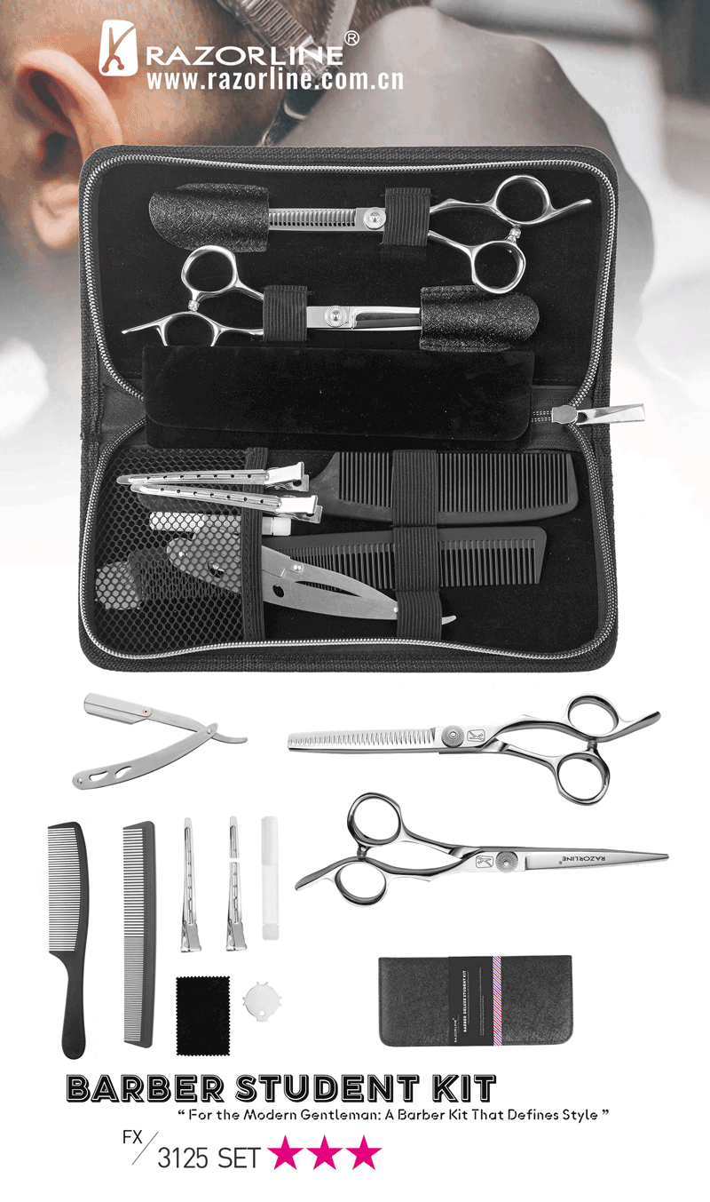 FX3125SET Professional Barber Kit | 11-Piece Hairdressing Scissors & Shears Set for Barbers & Students